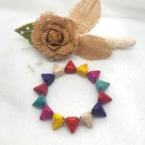 Spike Magnesite Gemstone Stretch Bohemian Style Bracelet